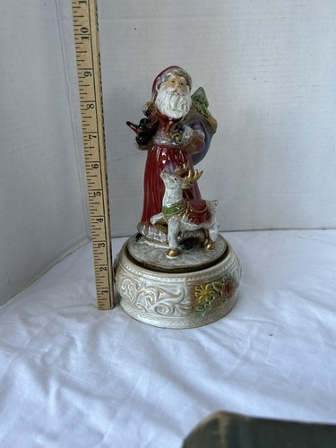 Elements Porcelain Musical Santa Statue Decor North Pole Christmas Reindeer - Picture 6 of 6