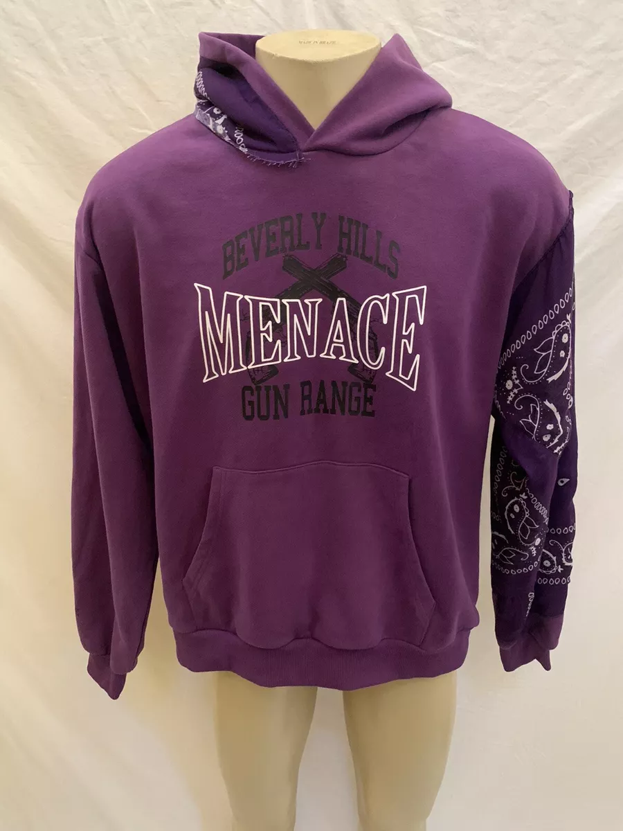 MENACE Men’s Size Medium Beverly Hills Gun Club Purple Bandana Hoodie