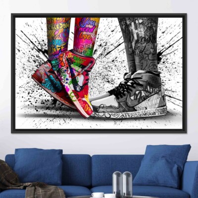 Love in Jordan Shoes Canvas, Air Jordans Wall Art, Shoes Graffiti Wall Art, Love