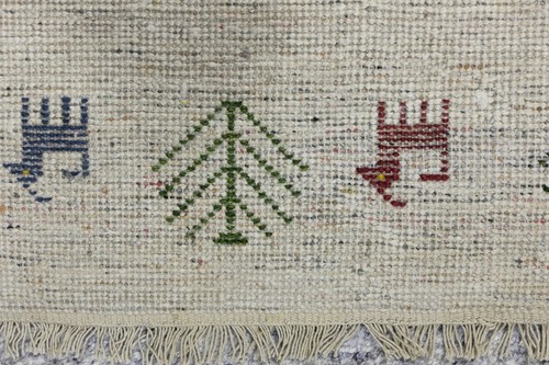 Cream & Gray Pictorial Tribal Indo-Gabbeh Rug Plush Wool Oriental Carpet 4X6 ft - Picture 18 of 18