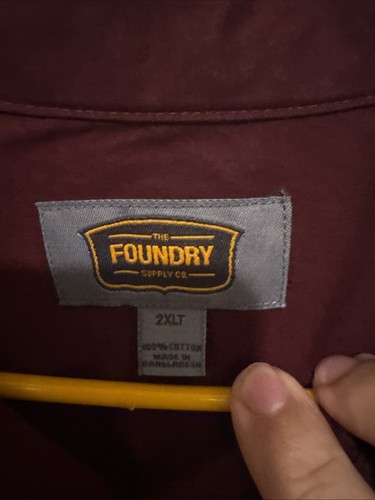 The Foundry Supply Co Burgundy Red Cotton Long Sleeve Button Shirt Size 2XLT - Picture 2 of 8