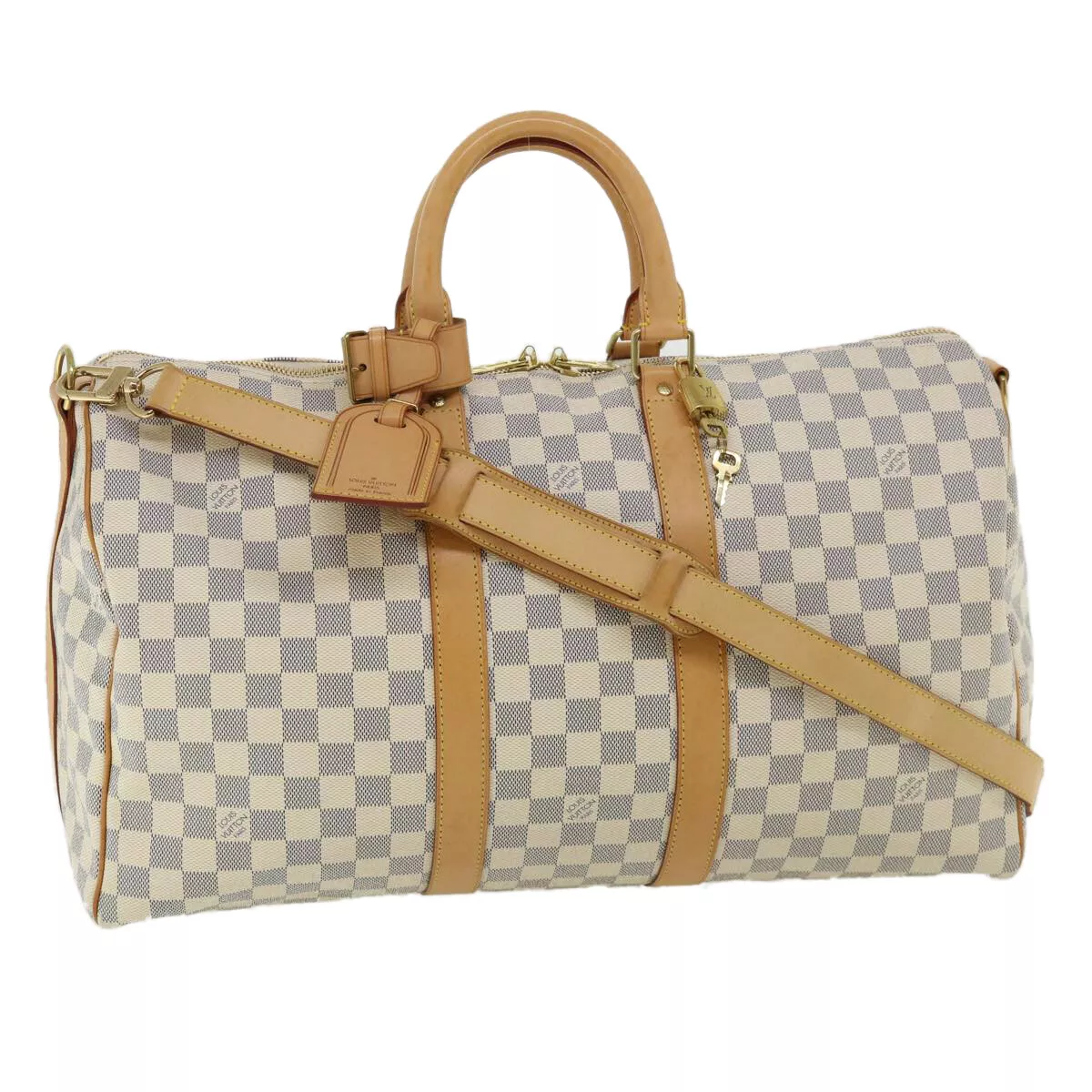 LOUIS VUITTON Damier Azur Keepall Bandouliere 45 Boston Bag N48223 Auth  32852A