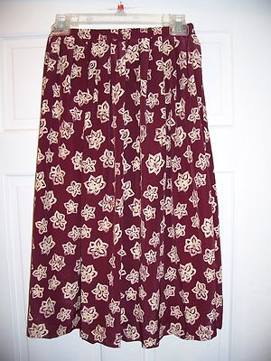 Leslie Fay Women's Size 8P Colorful Floral Skirt Elastic Waist Below Knee VTG