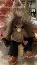 Rare HANDMADE -ORIGINAL WURZELSEPP WOOL FELT & AUTHENTIC FUR BAVARIAN GNOME