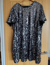 Capsule Sequin Shift Dress Party/Cocktail Black Short Sleeve Short Size 28