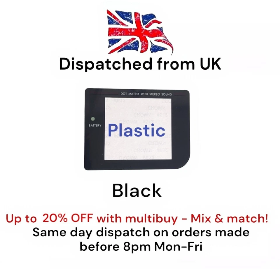 Nintendo Game Boy/Gameboy (DMG-01) Replacement Screen Lens - Black