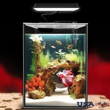 1.5 Gallon Glass Betta Fish Tank Starter Kit W/ LED Light Power Filter New