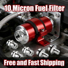 Red 10 Micron Inline Fuel Filter W 6an 8an 10an Adapter Fitting An6 Fuel Filter