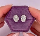 Wedding Earrings For Her 4CT Oval Cut Lab Grown/CVD Diamond 14k White Gold #83 — photo 3