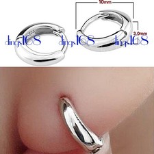 Designer Inspired Genuine 925Sterling Silver 10mm/0.4" Huggie Hoop Earrings C774