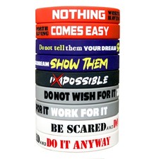 12 Pack Motivational Wristbands for Men, Women  Teens, 12X8  Silicone Bracelets