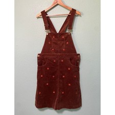 Kiel James Patrick Corduroy Brown Overall Skirt Dress