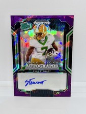 EVAN STEWART Auto 2025 Prizm Draft Picks Purple Cracked Ice 01/50 Oregon #12