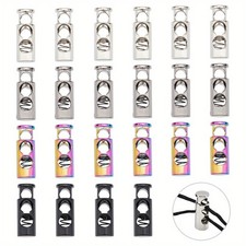 1box 32pcs 4 colors Alloy Spring Cord Locks 2-Hole Mixed color 25x8.5mm