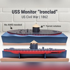 1:256 3d Printed USS Monitor Ironclad Warship Model