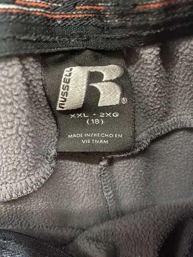 Russell Fleece Lined Pant Jogger Gray Orange Boy's Size XXL /18 Zip Pocket - Picture 11 of 12