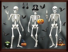 Vintage Halloween Window Clings 6 Sheets, Large Retro Size, Multicolor