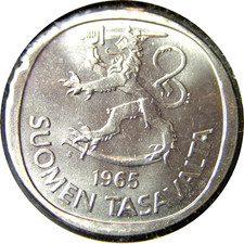 elf Finland 1 Markkaa 1965 S Silver Lion
