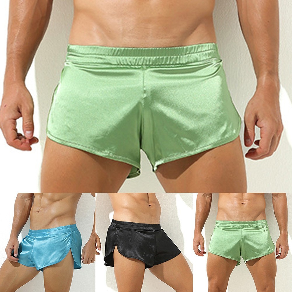Herren Satin Boxershorts glänzend unten Pyjama Shorts Unterwäsche für Nachtwäsche