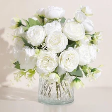 2 Pack Peonies Artificial Flowers Faux Silk Bouquet for Wedding Home Decor