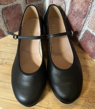 NEW BLOCH BLACK LEATHER TAP ON BUCKLE TAP SHOE 1" HEEL 7.5M