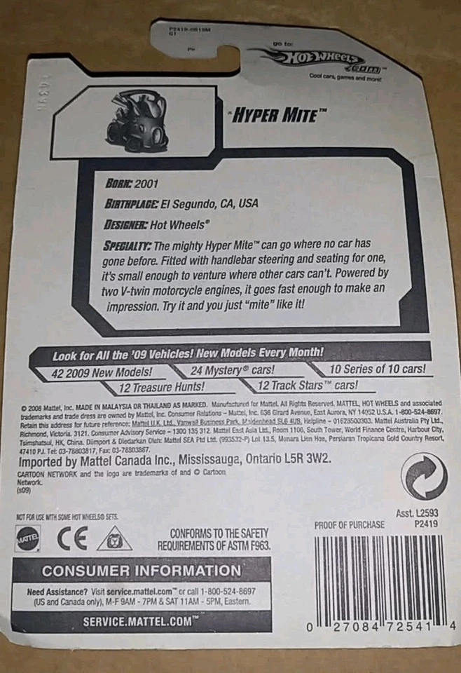 Hot Wheels #99 Hot Wheels Design 3/10 Hyper Mite 2009 negro con radios negros Pr5-MW Foto 3 de 3