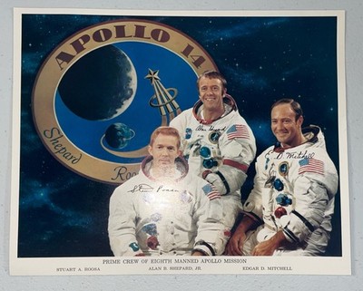 1971 NASA Apollo 14 Crew Portrait Lithograph MSCL-60  Small Autopen signed RARE!