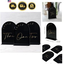 Black Arch Wedding Table Numbers 1-15 with Stands, 5x7 Inch Black Acrylic Sig...