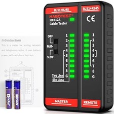 Ethernet Cable Tester for RJ45/RJ11, CAT5 to CAT7 Continuity Tool HT812A 