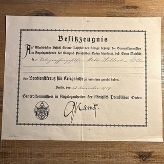 Köslin Koszalin 1917 Polen Westpommern Besitzzeugnis Original Dokument 1.WK