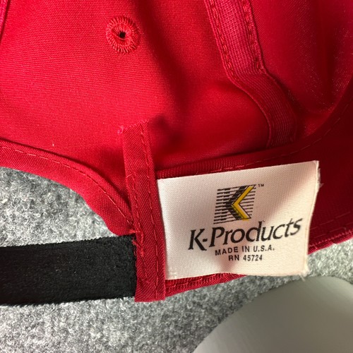 Vintage Contadina Hat Red Script Spellout Leather Adjustable K-Products Rope Cap - Picture 9 of 9