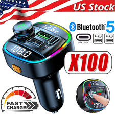 Bluetooth 5.0 Car Wireless FM Transmitter Adapter USB PD Charger AUX Hands LOT