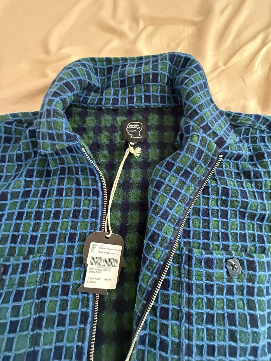 トップス brain dead CHECK MATE FLANNEL ZIP SHIRT Brain Dead Men's Check Mate Flannel Zip Shirt Jacket in Red