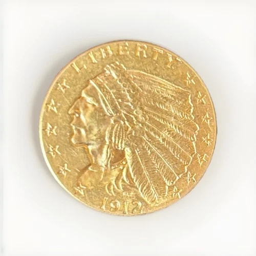 Indian Head 1912 $2.50 Gold Half Eagle Coin Pre-1933 US Business Strike