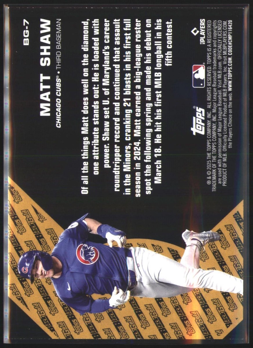 2025 Topps Update Topps Black Gold Matt Shaw RC #BG-7 - Chicago