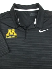 Mens Large Minnesota Golden Gophers Baseball Polo shirt Nike black team issue