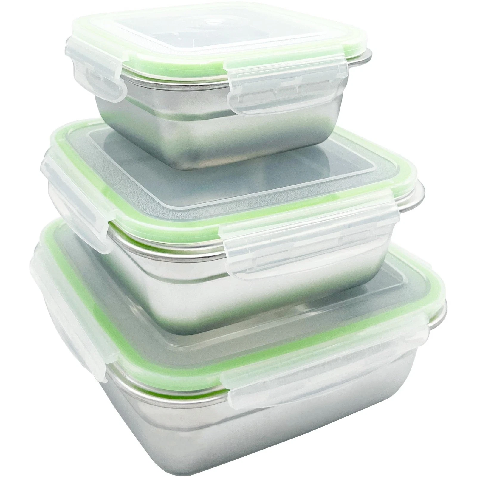 Stainless Steel Food Containers, 3-Piece Set with Lids, Reusable for Breakfas...
