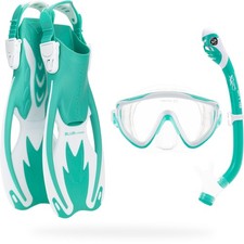 Cressi Kids Snorkeling Set- Short Adjustable Fins, Silicone Mask, and Dry Sno...