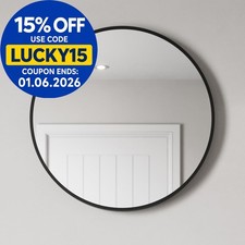 600 x 600mm Black Wall Mounted Bathroom Mirror Framed Round Design 4mm Glass