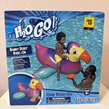 H2O Go Dandy Dodo Ride On Pool Float 50x44x35" Ages 3+ New