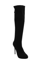 B Brian Atwood Womens Suede Back Zipper Knee High Boots Jet Black Size 7.5