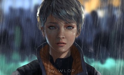 Anime wlop girls video games detroit become human kara Custom Gaming Mat Desk