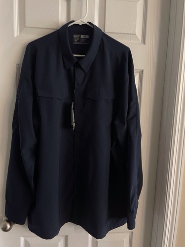 511 Tactical Mens 2XL Snap Front Navy Blue Long Sleeve Shirt Freedom Flex