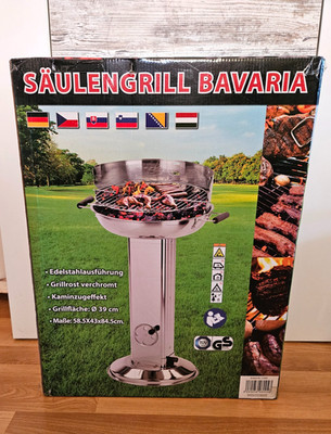 ACTIVA Barbecue Holzkohlegrill Bavaria - Premium Holzkohle Grill Säulengrill NEU