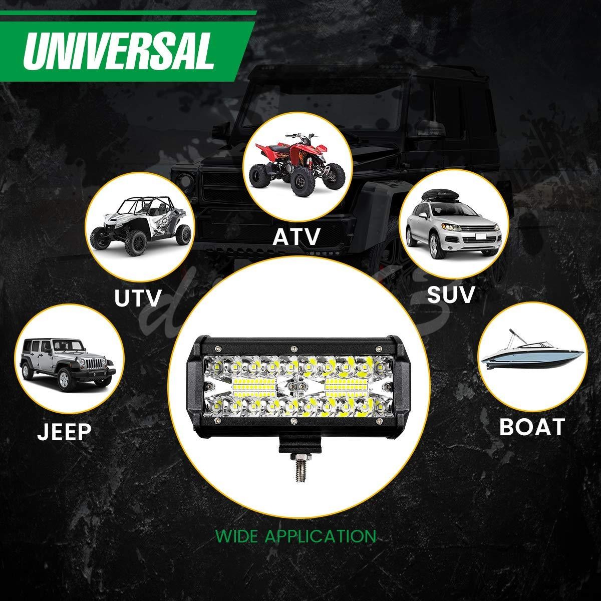 2pcs 7"inch LED Work Light Bar Flood Spot Offroad Fog Lamp For 4WD ATV SUV Truck - Thumbnail 12