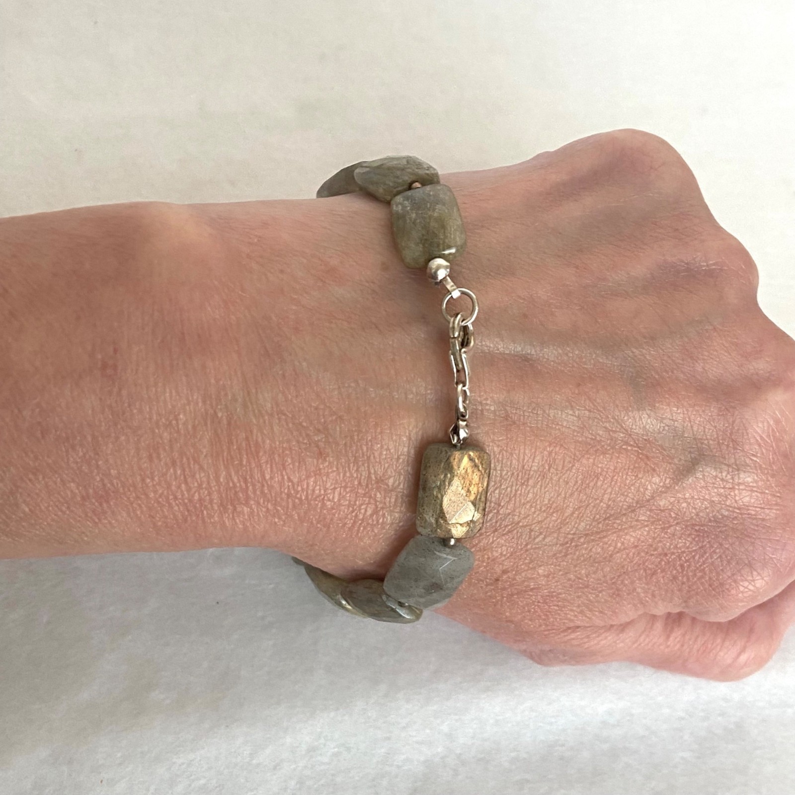 Sterling Silver 925 Faceted Rectangular Labradori… - image 16