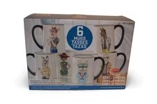 Hipster Animal Coffee Mugs Set of 6 – 17.5 oz Stoneware by Signature NIB