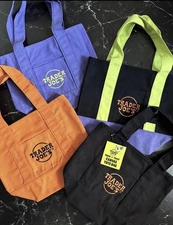 Trader Joe's Mini Canvas Tote Bag Set 4 Black Orange Purple Green Fall Halloween