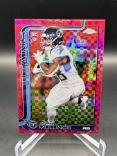 2025 Topps Chrome Football Kalel Mullings #309 RC Hot Pink X-Fractor Titans
