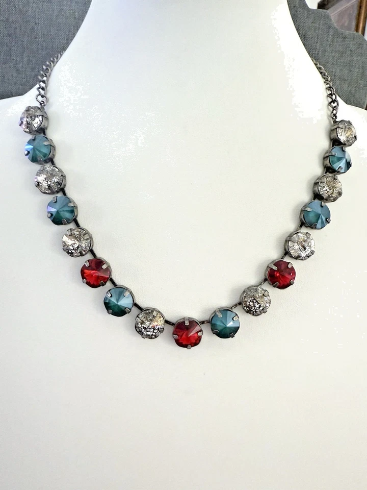 Collar Swarovski Cristal Rivoli Plata Oxidada Navidad Glamour Foto 2 de 4